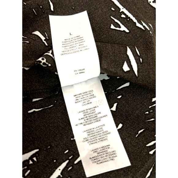 NWT Lyssé Nylon Blend Long Sleeve Designer Top Sz L Black and White Design - Picture 10 of 13